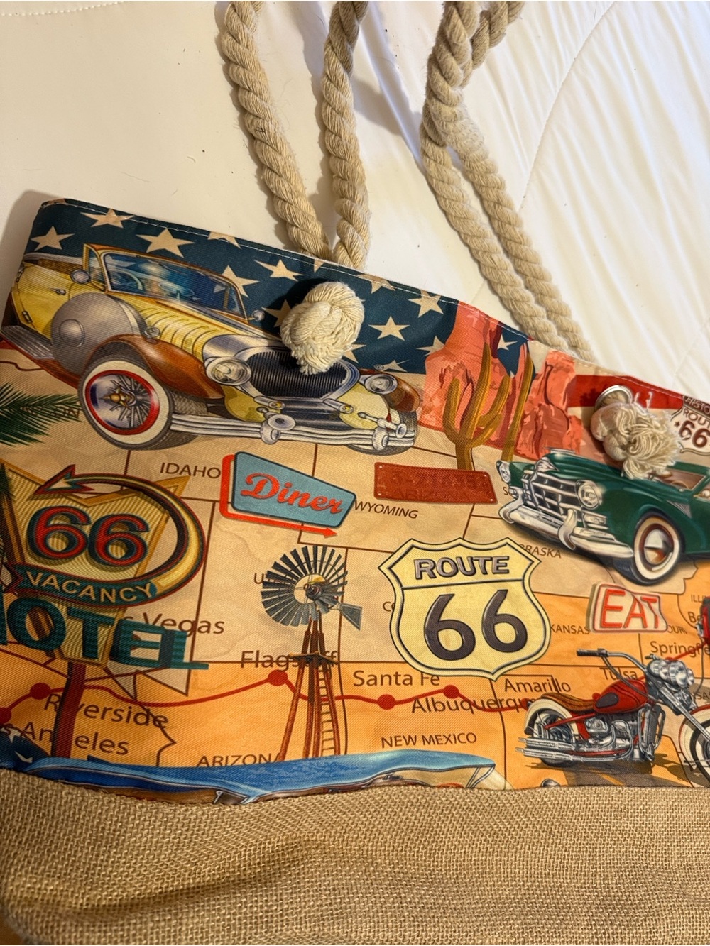 Route 66 Graphic Tote Bag in Multi-Color